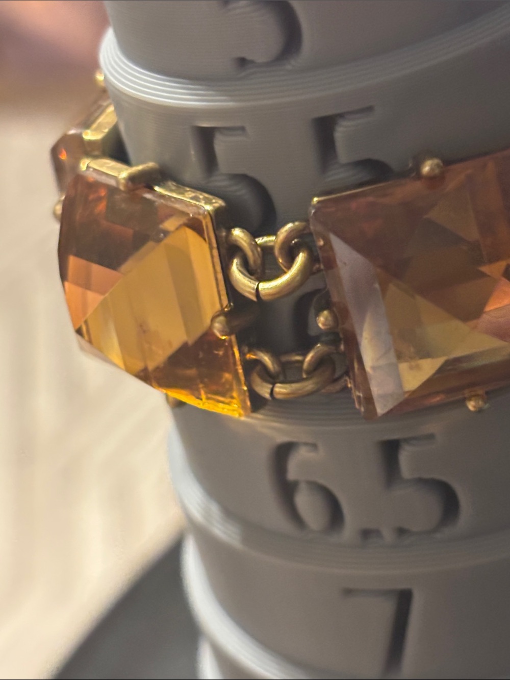 Vintage J. Crew Amber Crystal Link Bracelet Faceted Pyramid Glass - Picture 10 of 17